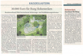 Zeitungsartikel Burg